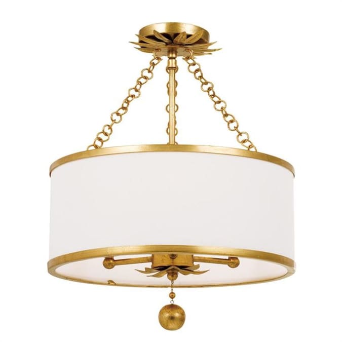 Crystorama Broche 3-Light 14-in Antique Gold Semi mount light