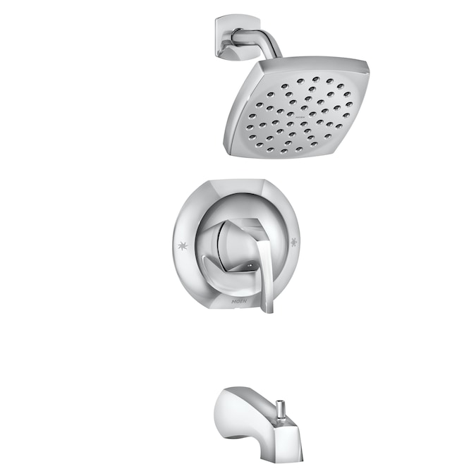 Moen Lindor Chrome 1-handle Single Function Square Bathtub and Shower Faucet Valve Included