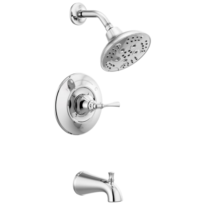 Delta Archdale Chrome 1-handle Multi-function Round Bathtub and Shower Faucet Valve Included