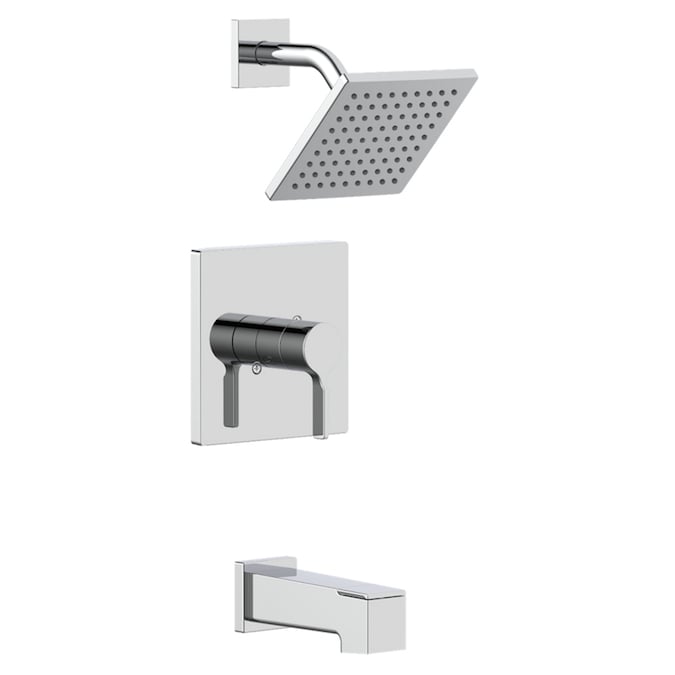 Origin 21 Veda Chrome 1-handle Single Function Square Bathtub and Shower Faucet Valve Included