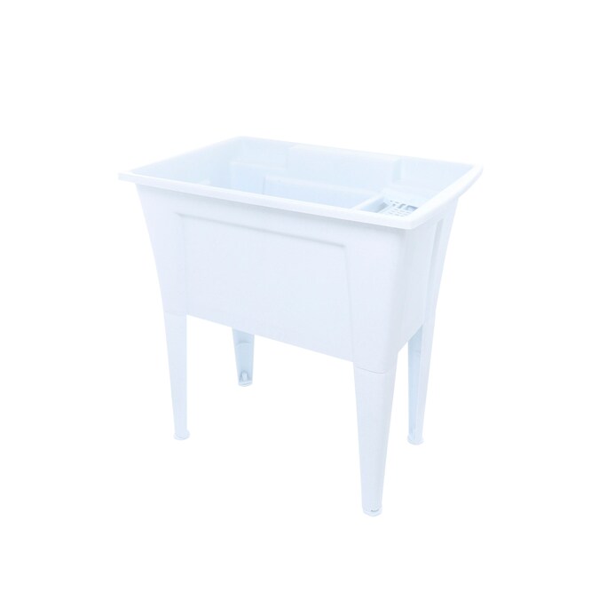RuggedTub 32.25-in x 22-in 1-Basin White with Gray Speckles Freestanding Utility Tub - Image 4