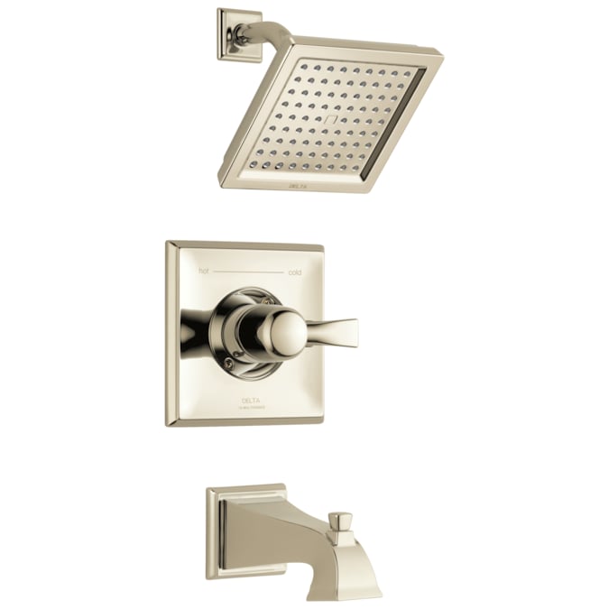 Delta Dryden Polished Nickel 1-handle Single Function Square Bathtub and Shower Faucet Valve Included