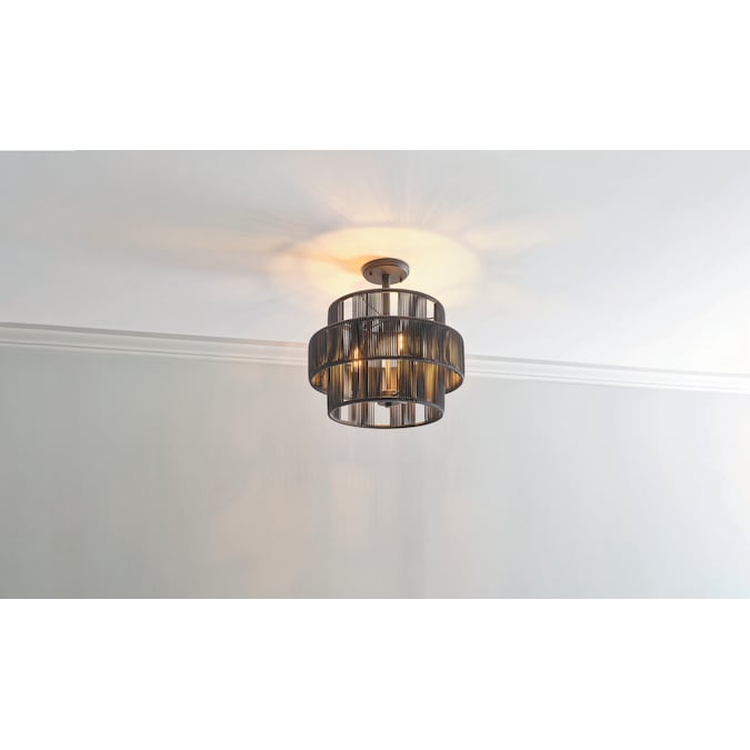allen + roth AVA 3-Light 16-in Matte Black Semi Flush Mount Light