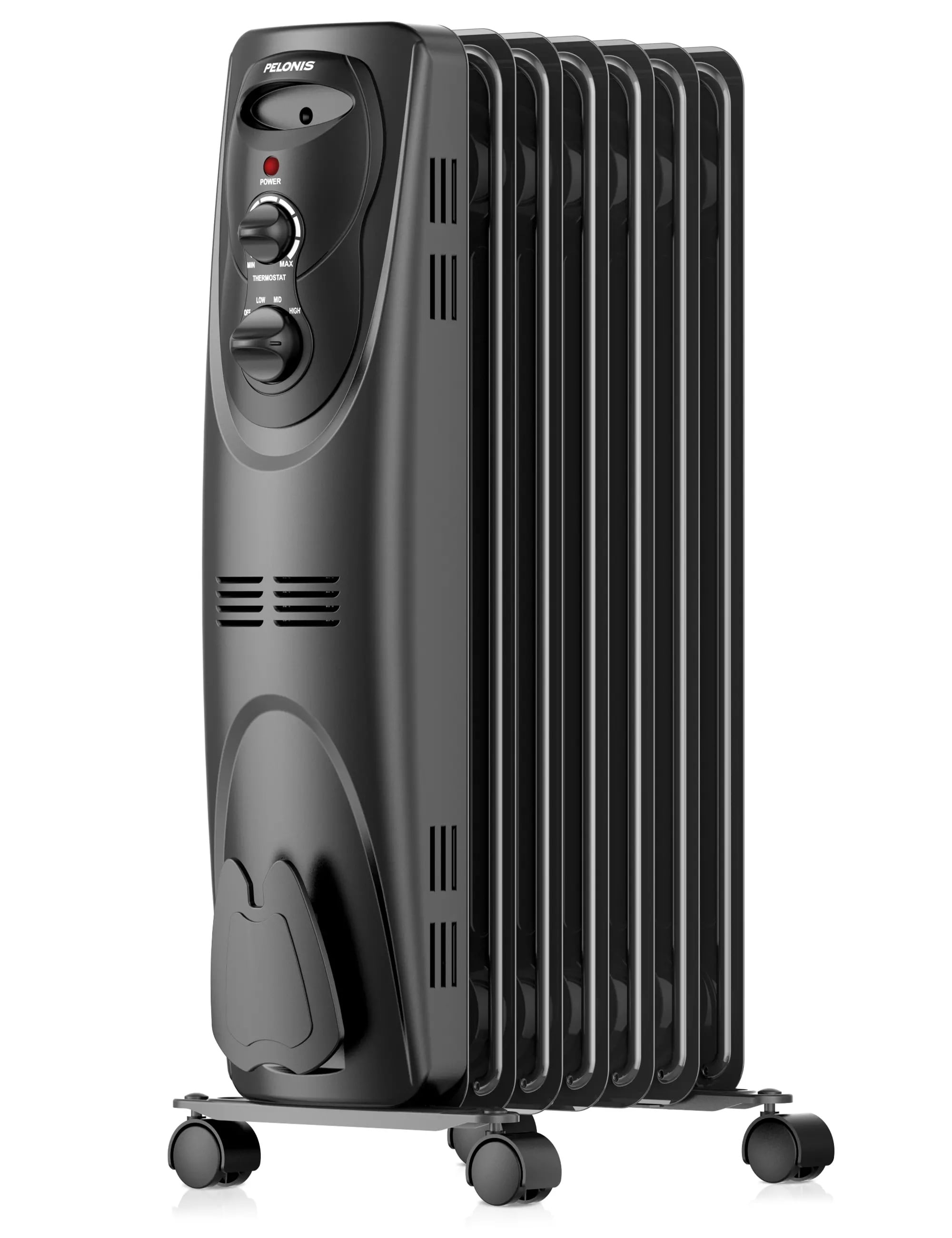 Up to 1500-Watt Oil-filled Radiant Tower Indoor Electric Space Heater with Thermostat and Remote Included