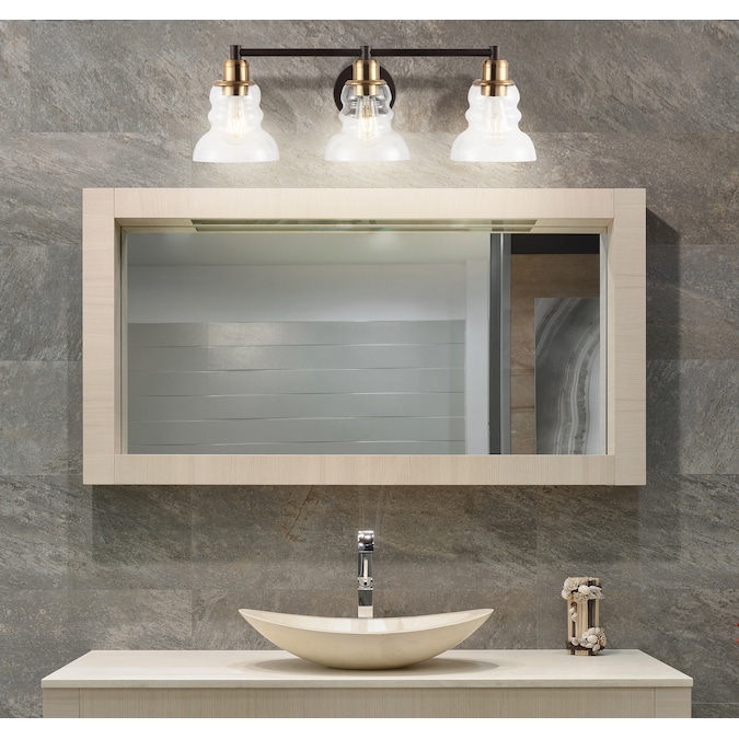 JONATHAN Y Manhattan Vintage Metal/Glass Industrial Rustic 25.5-in 3-Light Satin Gold LED Farmhouse Vanity Light - Image 6