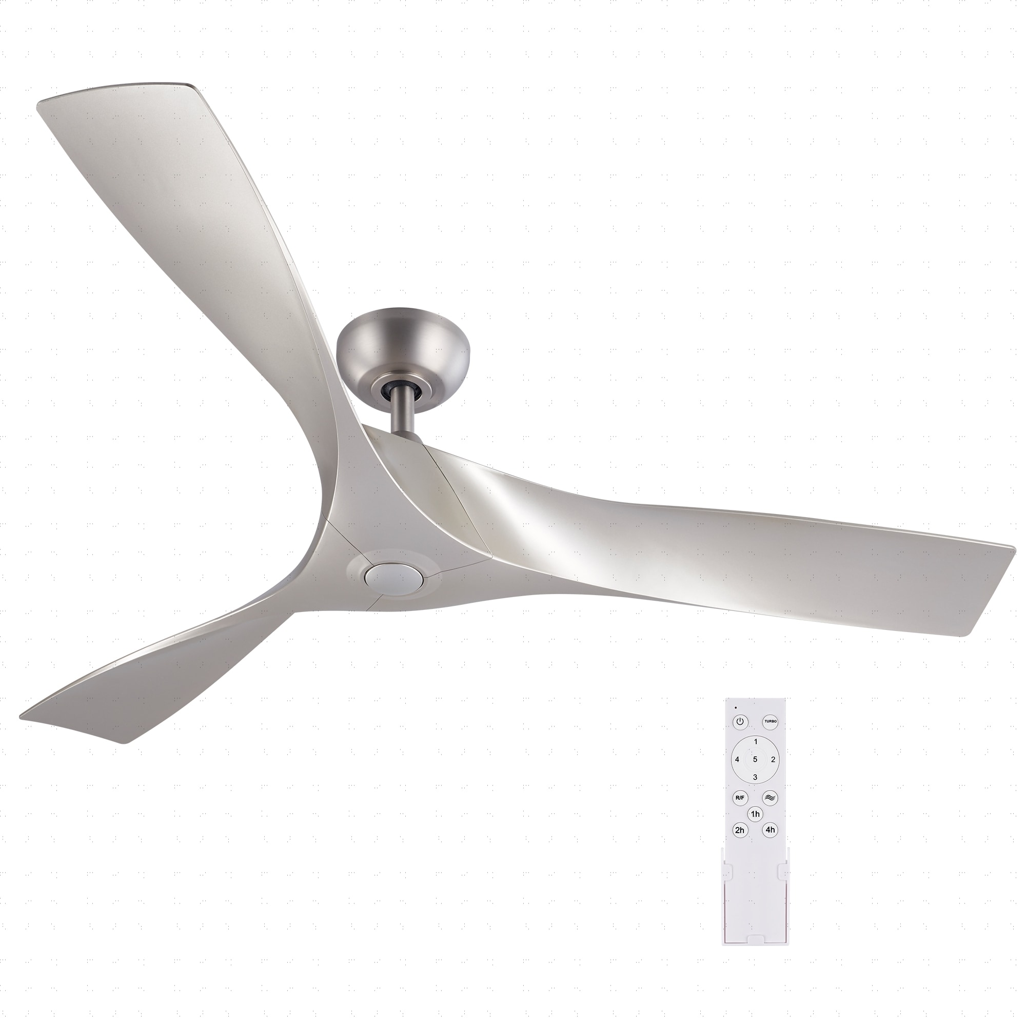 52-in Brushed Nickel with Brushed Nickel Blades Ceiling Fan Without Light - Remote Included ( 3 -Blade ) - Image 3