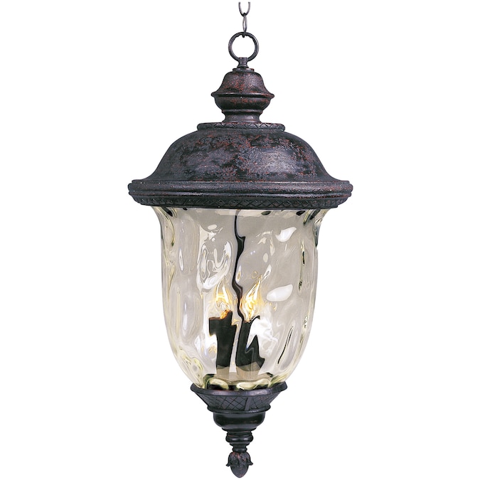 Maxim Lighting Carriage House 3-Light Oriental Bronze French Country/Cottage Textured Glass Lantern Medium Outdoor Hanging Pendant Light