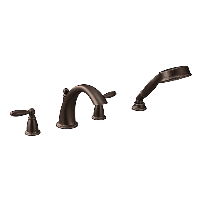 Moen Brantford Oil Rubbed Bronze 2-handle Deck-mount Roman High-arc Bathtub Faucet with Hand Shower