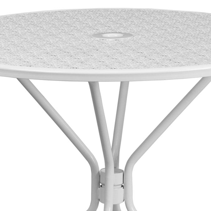 Flash Furniture Oia White Round Contemporary/Modern Dining Table, Metal with White Metal Base 35.25-in L x 28.75-in H - Image 6