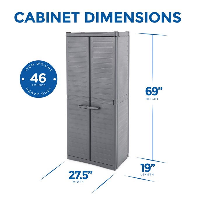 Gracious Living 17-in W x 69-in H Plastic Grey/Black Freestanding Utility Storage Cabinet - Image 2