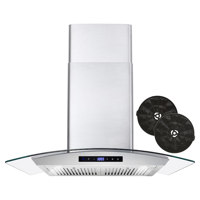 Cosmo 30-in 380-CFM Ductless Stainless Steel Wall-Mounted Range Hood with Charcoal Filter