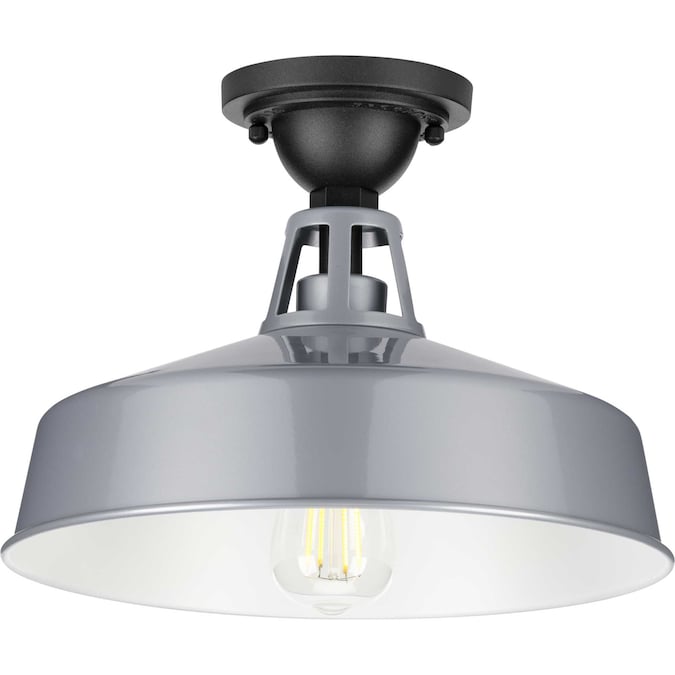Progress Lighting Cedar Springs 1-Light 9.5-in Gray Indoor/Outdoor Semi Flush Mount Light