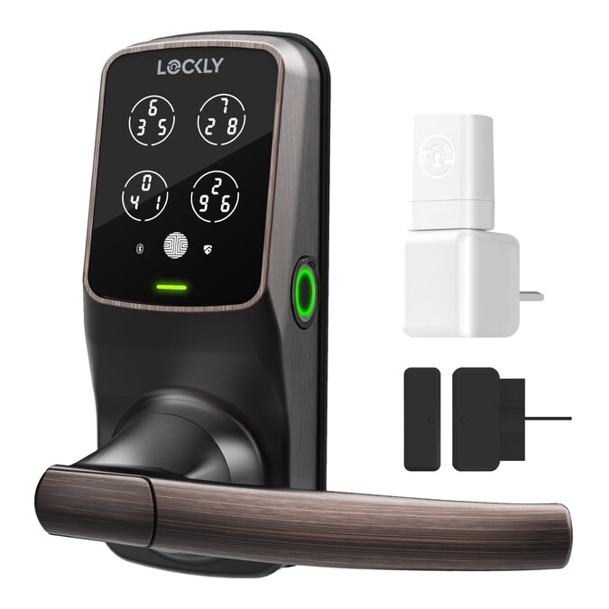 Lockly Secure Pro Latch Wi-Fi Smart Locks Venetian Bronze Smart Lock Electronic Deadbolt and Handleset with Wifi Bluetooth and Fingerprint Touchscreen Keypad