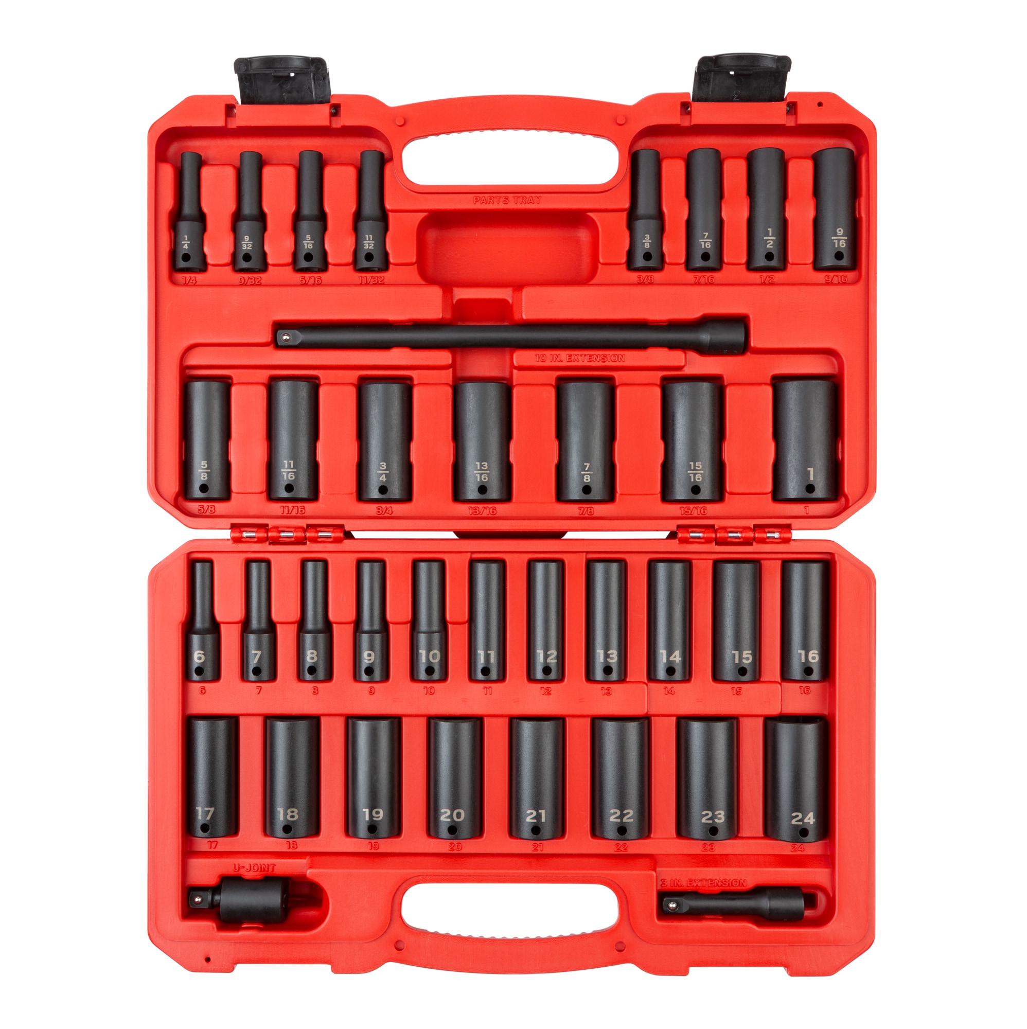 37 -Piece Standard (SAE) and Metric 3/8-in Drive Set 6-point Impact Socket Set