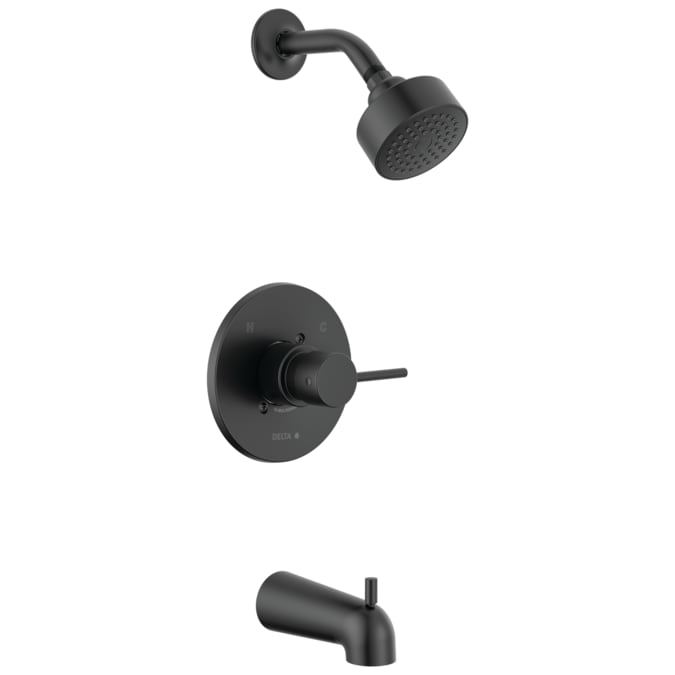 Delta Modern Matte Black 1-handle Single Function Round Bathtub and Shower Faucet