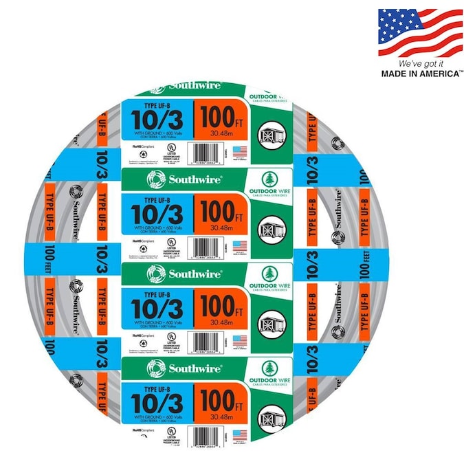 Southwire 100-ft 10/3 UF-B Wire W/G (By-the-roll)