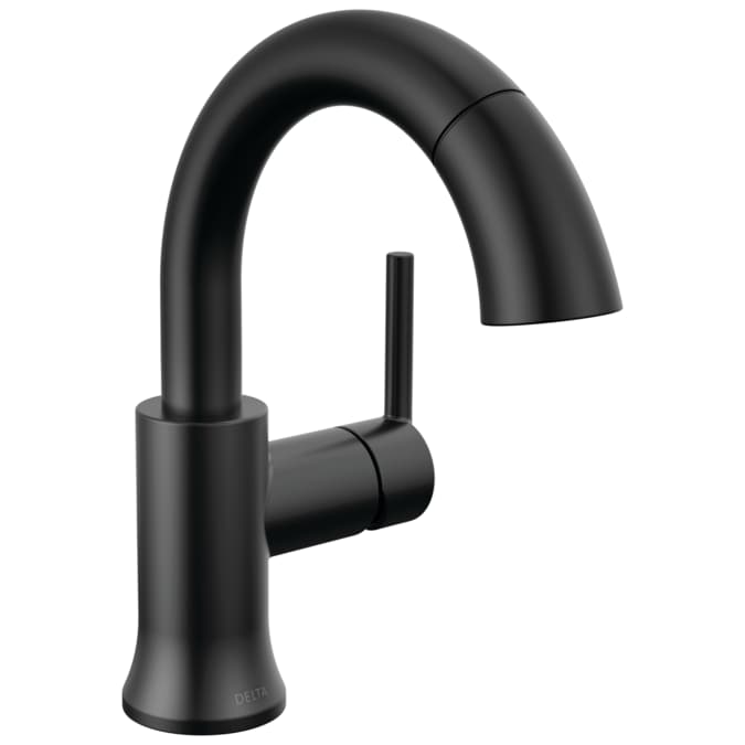 Delta Trinsic Matte Black Single Hole 1-Handle WaterSense Pull-down Bathroom Sink Faucet with Drain