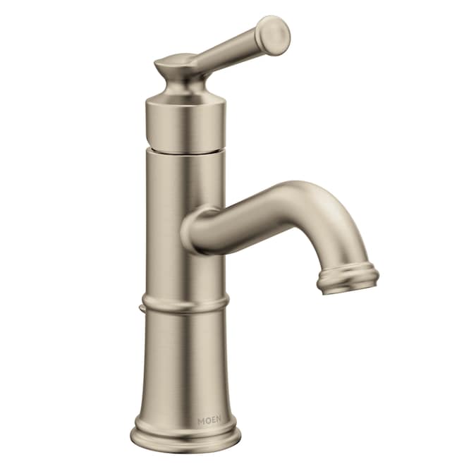 Moen Belfield Brushed Nickel Single Hole 1-Handle WaterSense Bathroom Sink Faucet with Drain and Deck Plate