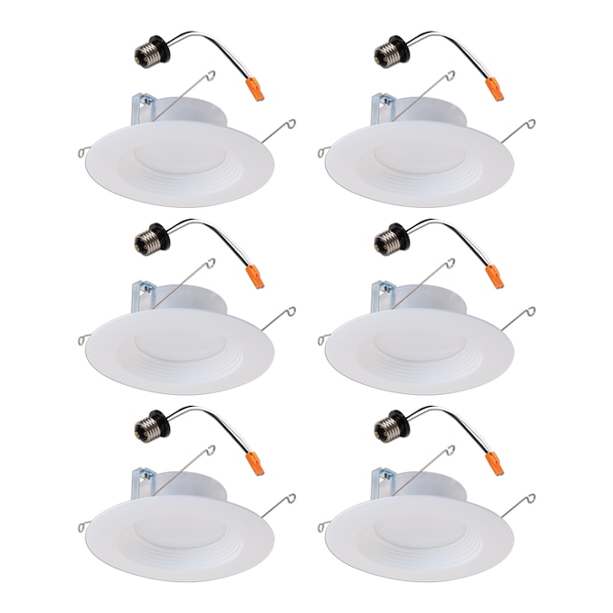 HALO White 5-in or 6-in 600-Lumen Warm White Round Dimmable LED Canless Shower Recessed Downlight (6-Pack)