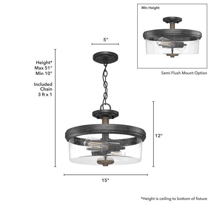 Hunter River Mill 2-Light 15-in Satin Brown Flush Mount Light - Image 6