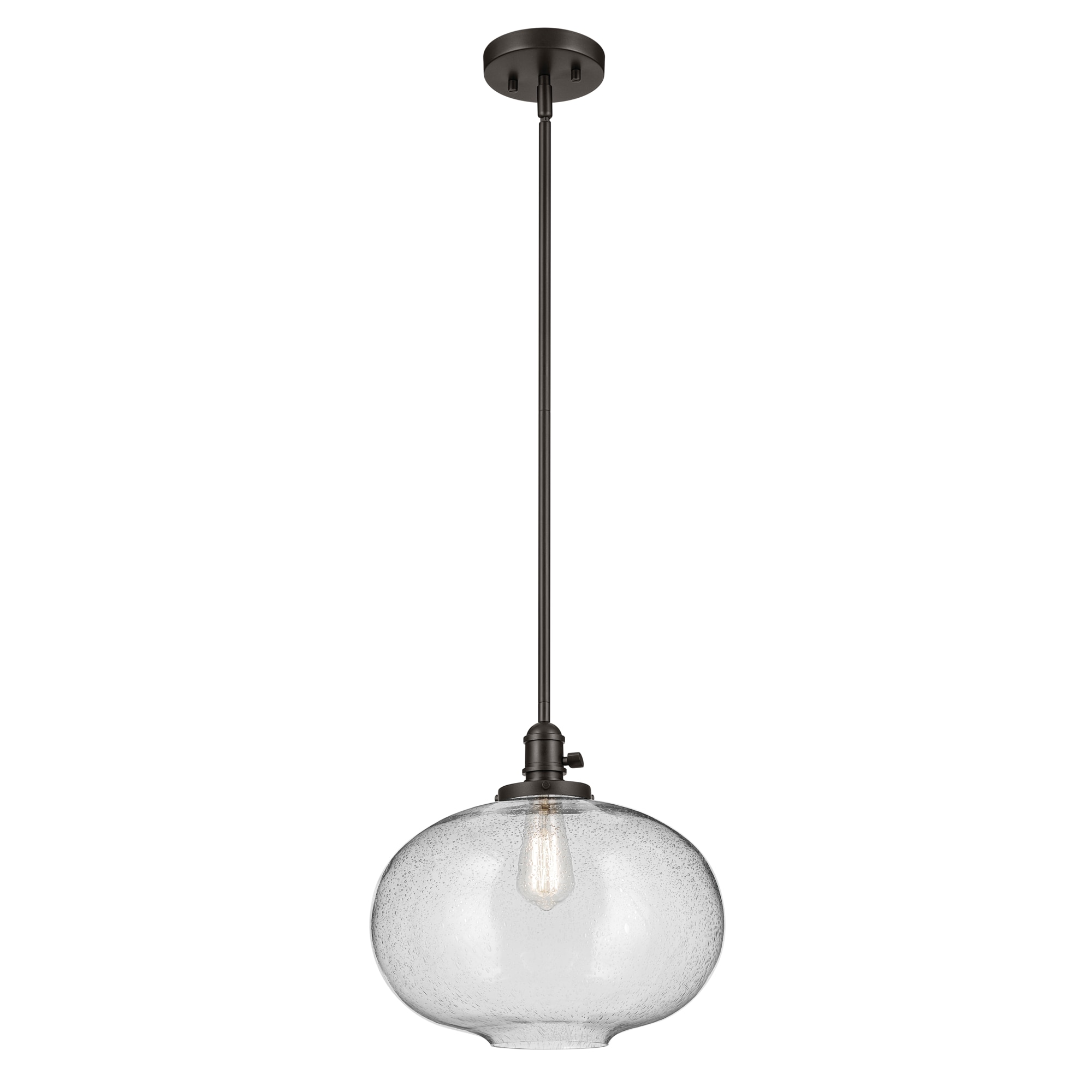 Avery 1 -Light Olde Bronze Industrial Seeded glass Globe Medium Hanging Pendant light