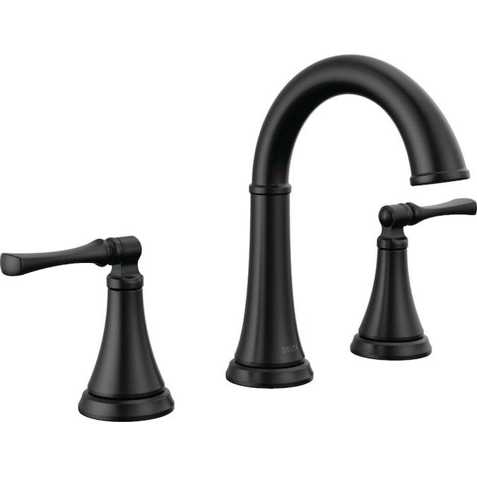 Delta Archdale Matte Black Widespread 2-Handle WaterSense Bathroom Sink Faucet with Drain