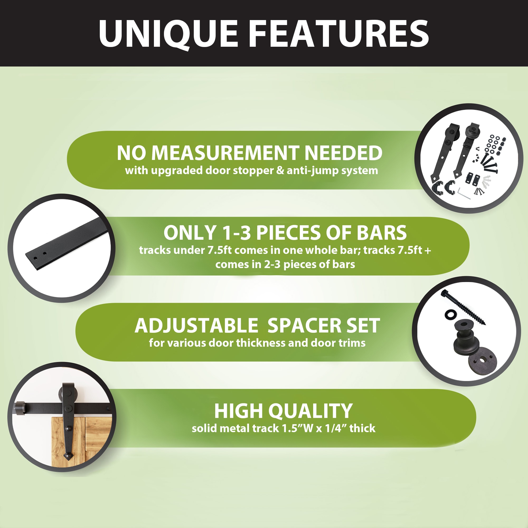 79-in Rustic black Black Indoor Arrow Single Barn door hardware kit - Image 6