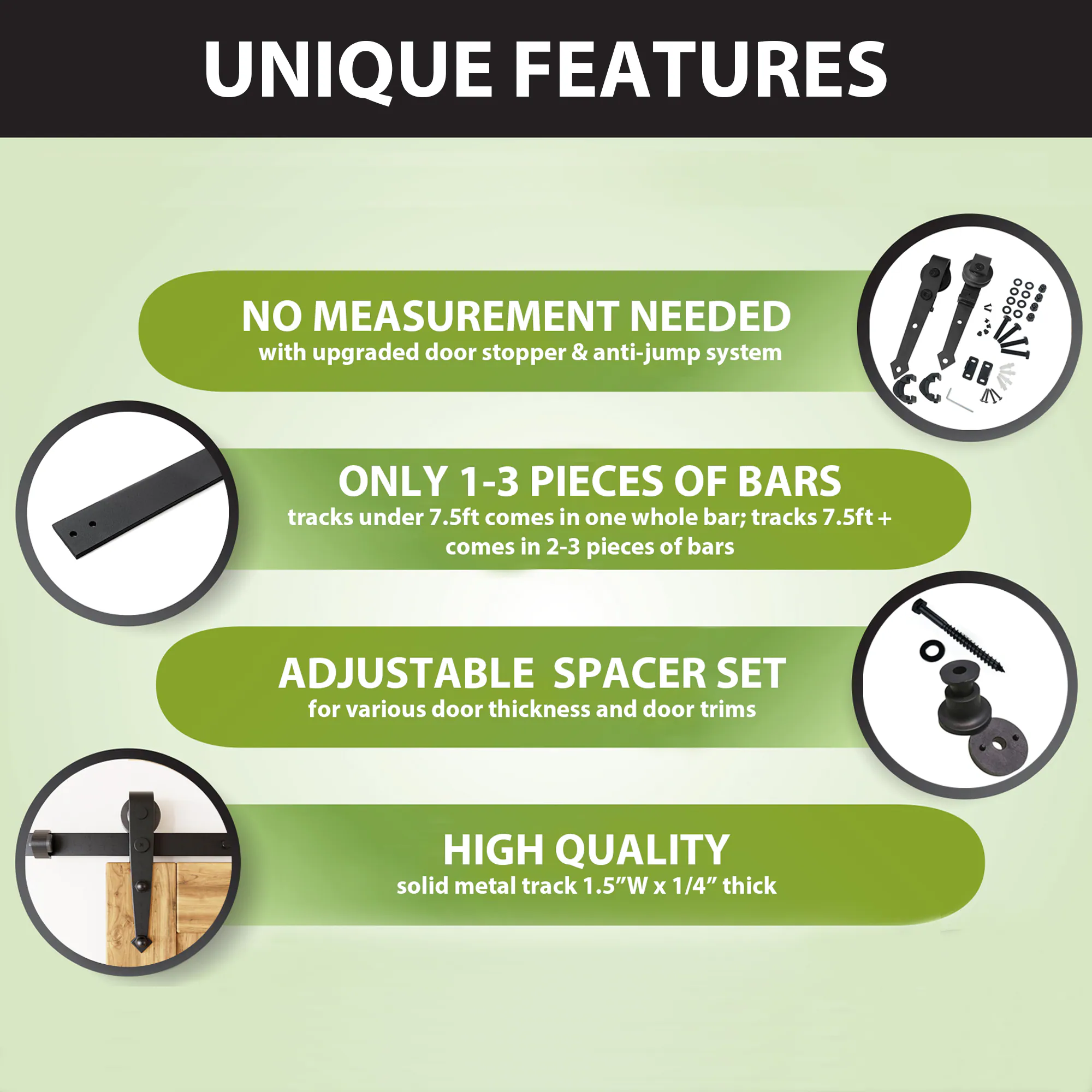 120-in Rustic black Black Indoor Arrow Single Barn door hardware kit - Image 6