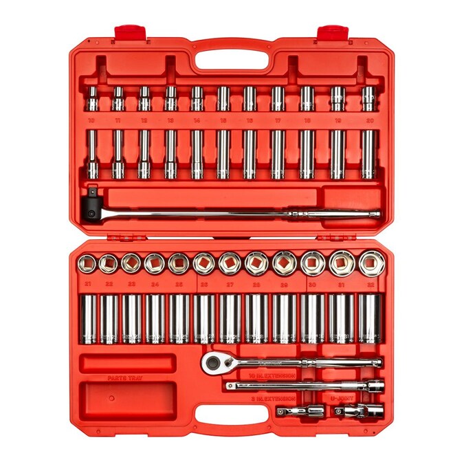 TEKTON 1/2-in Drive Metric Shallow/Deep Socket Set (52-Pieces)