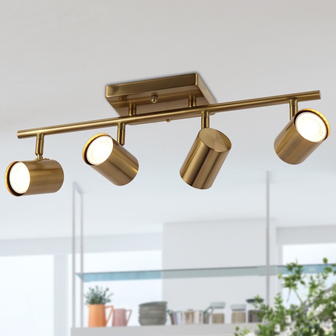 ZEVNI Elroy 4-Light 6.5-in Polished Brass LED Flush Mount Light