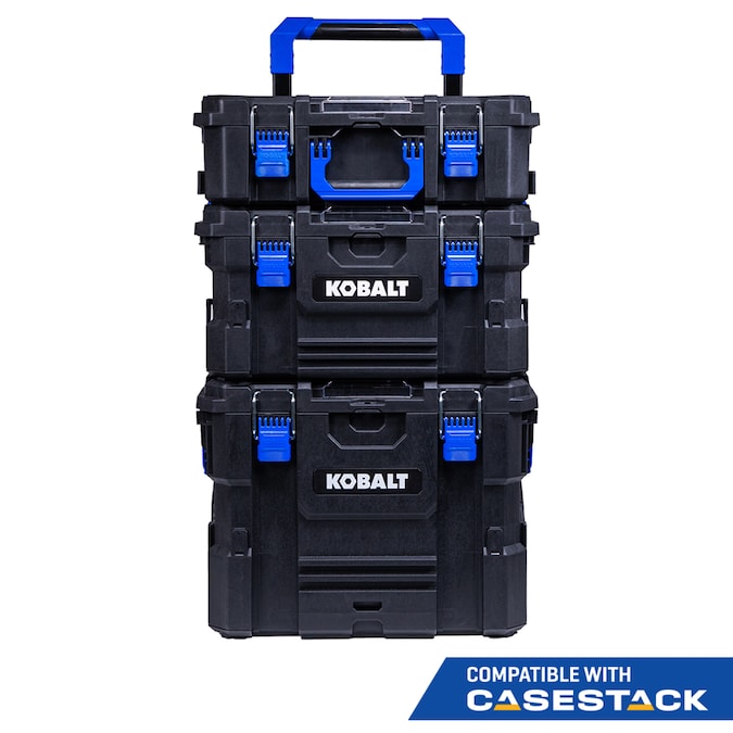 Kobalt CaseStack 21.5-in W x 44.7-in H x 17.2-in D Black Plastic Rolling Tool Box