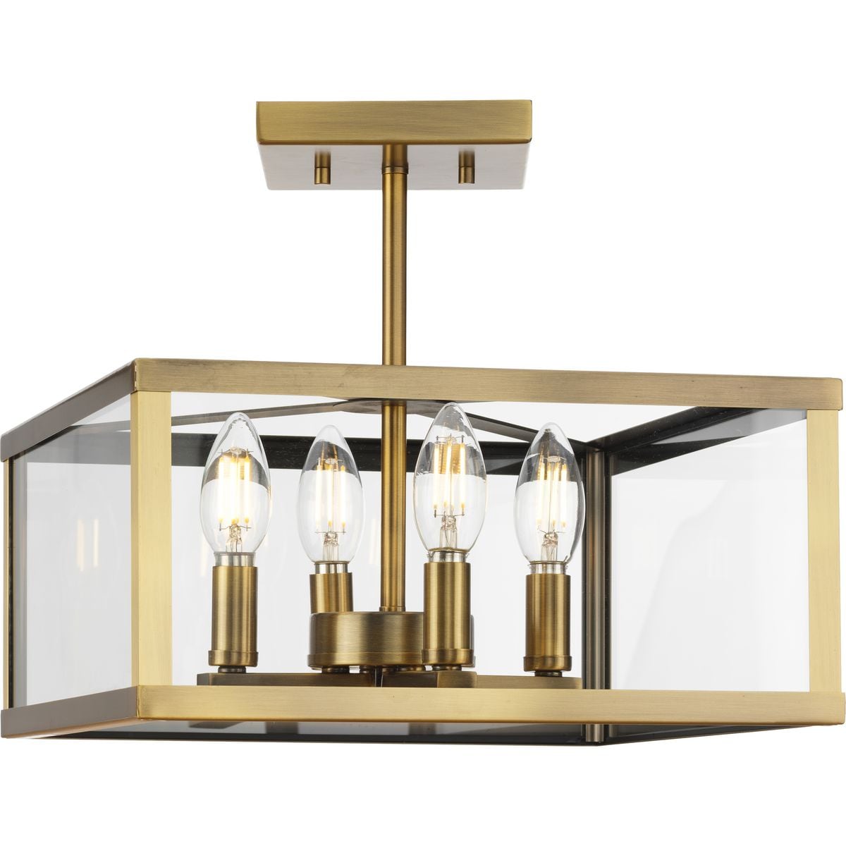 Hillcrest 4 -Light 13-in Brass Semi Flush Mount Light