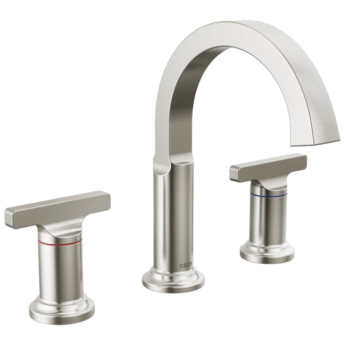 Delta Tetra Lumicoat Stainless Widespread 2-Handle WaterSense Bathroom Sink Faucet with Drain