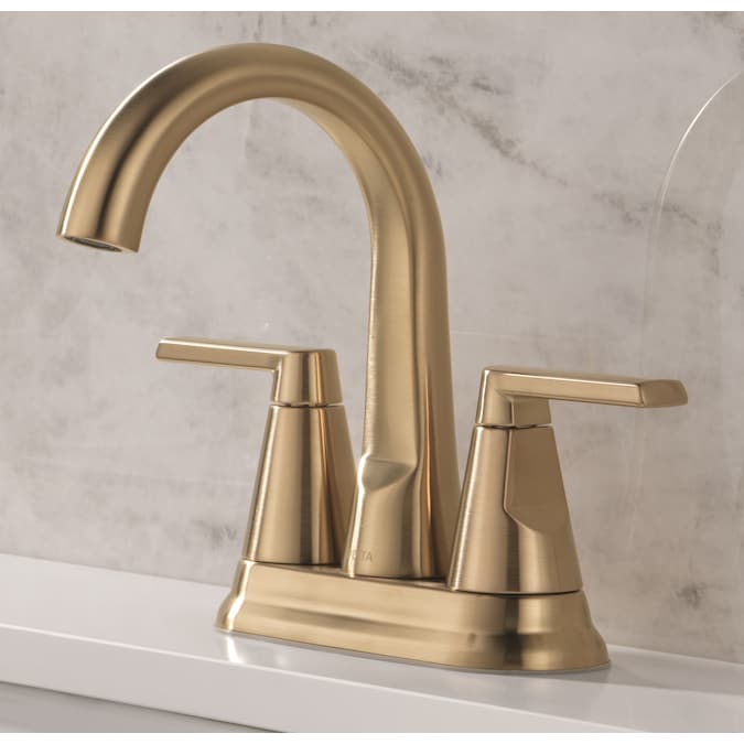 Delta Sparrow Champagne Bronze 4-in centerset 2-Handle WaterSense Bathroom Sink Faucet with Drain