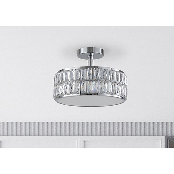 allen + roth Willow 1-Light 12.72-in Gloss Chrome LED Semi mount light