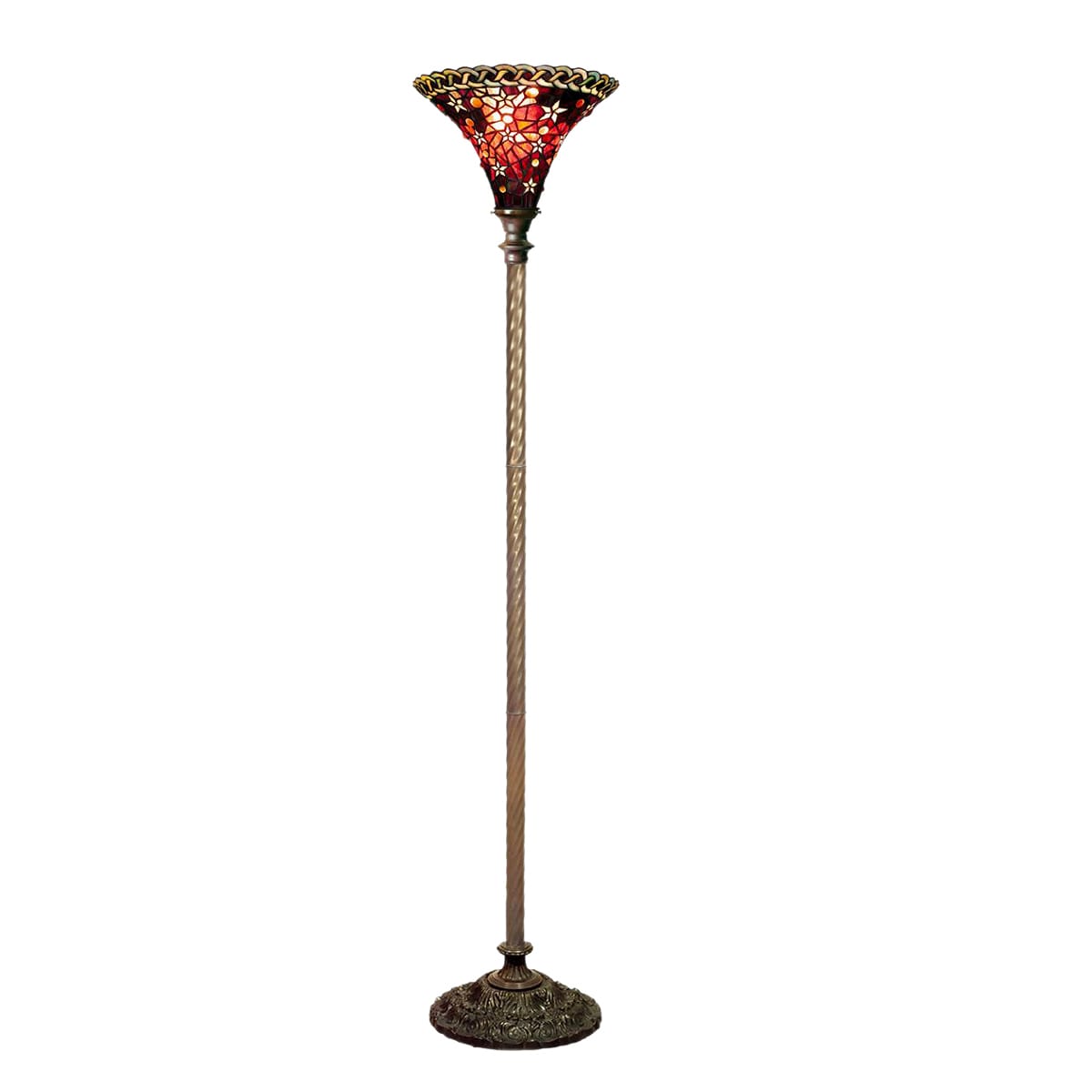 Vintage Star 72.0-in Red Torchiere Floor Lamp with Glass Shade