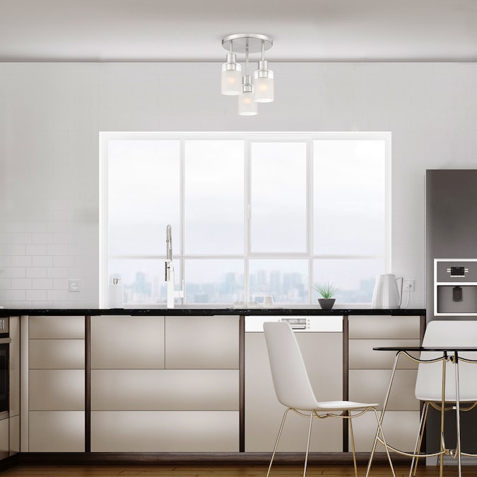 Designers Fountain Cedar Lane 3-Light 11-in Brushed Nickel Flush Mount Light