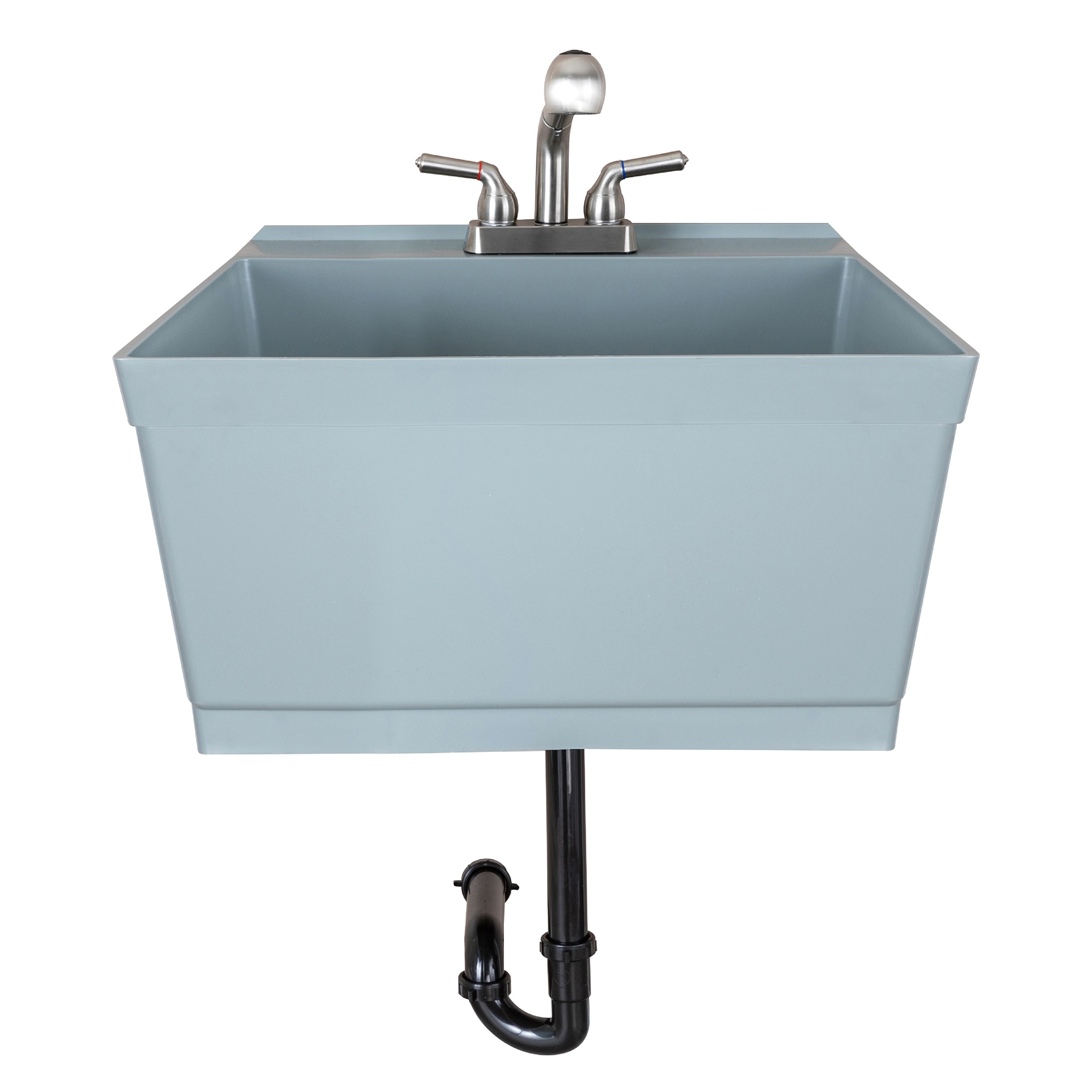 23.5-in x 22.875-in 1 -Basin Gray Wall mount Utility tub with Drain with Faucet - Image 6