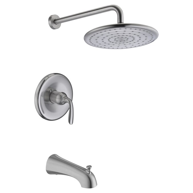 ANZZI Meno Brushed Nickel 1-handle Single Function Round Bathtub and Shower Faucet Valve Included
