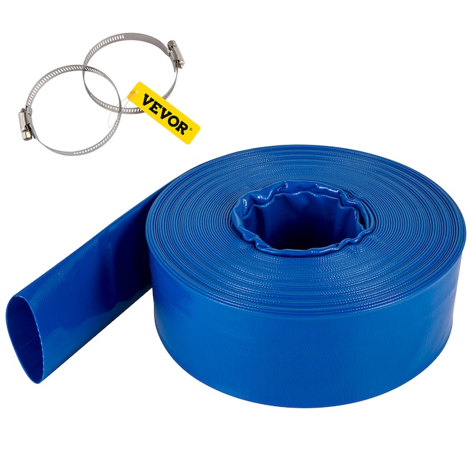 VEVOR 4-in ID x 105-ft PVC Blue Flat Discharge Hose