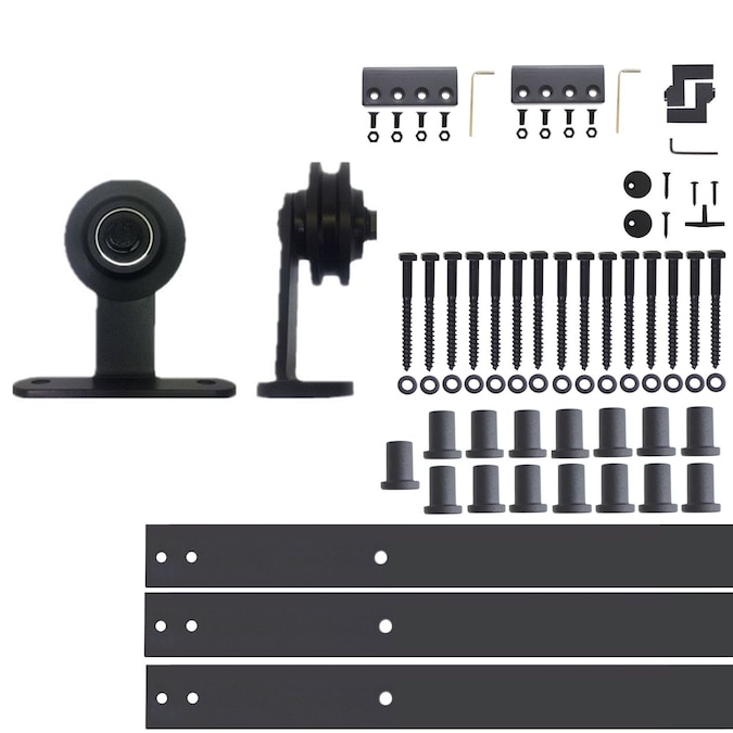 HOMACER 240-in Rustic Black Indoor Top Mount Single Barn Door Hardware Kit