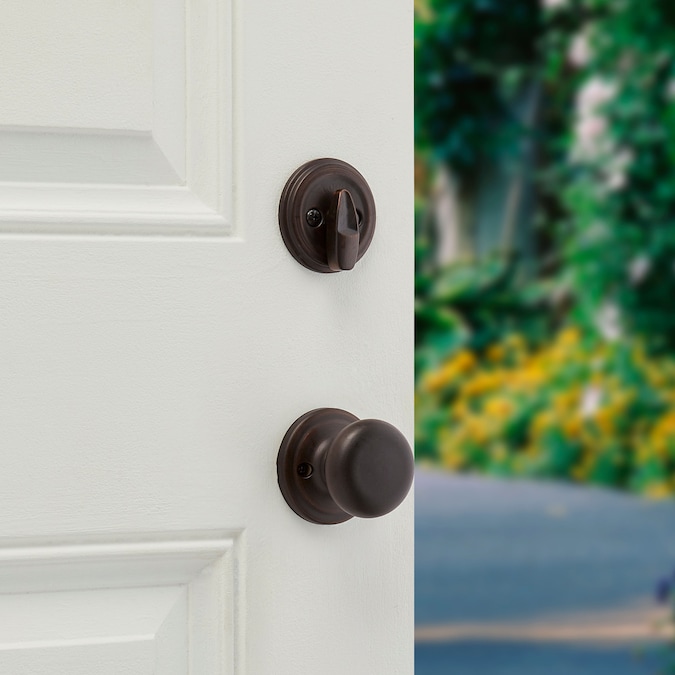 Kwikset Signature Series Hawthorne Venetian Bronze Single-Cylinder Deadbolt Keyed Entry Door Handleset Knob Smartkey - Image 6