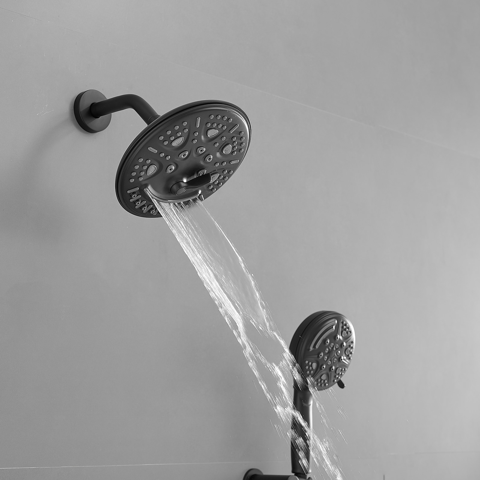 Matte Black 1-handle Multi-function 13.58-in Round Shower Faucet with Valve - Image 13