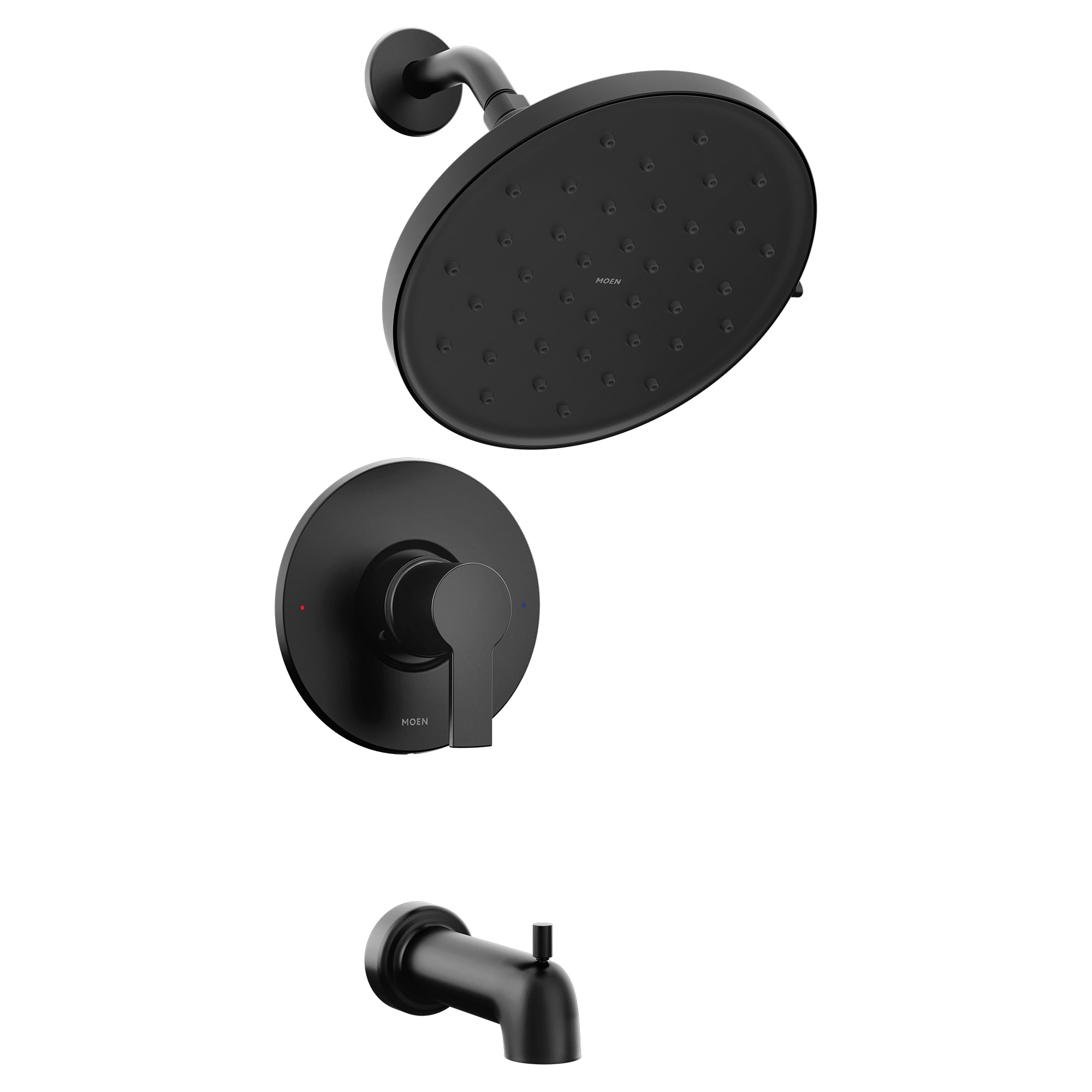 Avri Magnetix Matte Black 1-handle Single function 9-in Round Bathtub and shower Faucet with Valve