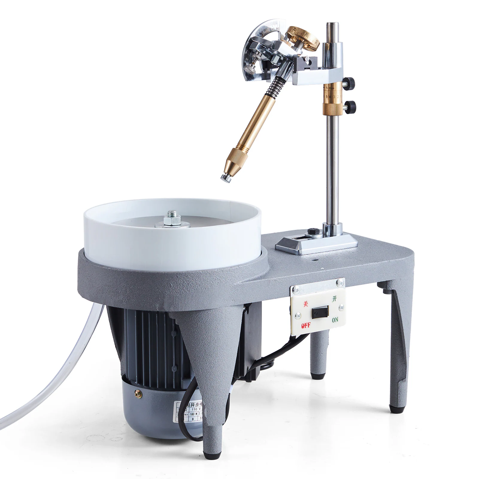 Gem Faceting Machine 180W 110V 2800RPM Rock Polisher and Jewel Angle Polisher Comes with Faceted Manipulator and 1 Bag of Triangle Abrasive for Jewelry Making