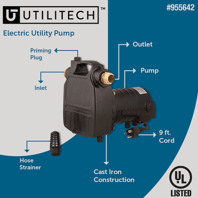 Utilitech 1/2-HP 25-GPM Cast Iron Electric Utility Pump - Image 2