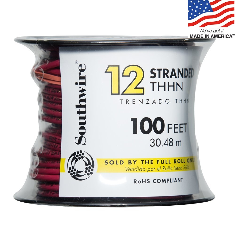 100-ft 12 -AWG Red Stranded Copper THHN wire ( By-the-roll )