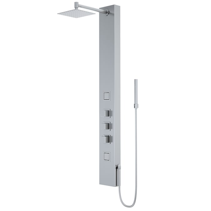 VIGO Rector Stainless Steel 8-in Waterfall Shower Panel System with 3-way Diverter (Thermostatic Valve Included)