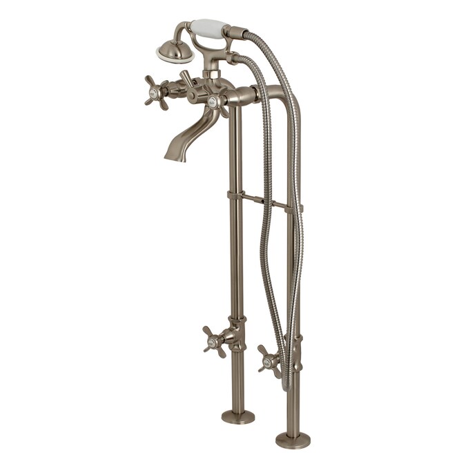 Kingston Brass Kingston Brushed Nickel 3-handle Freestanding Low-arc Bathtub Faucet (Valve Included)
