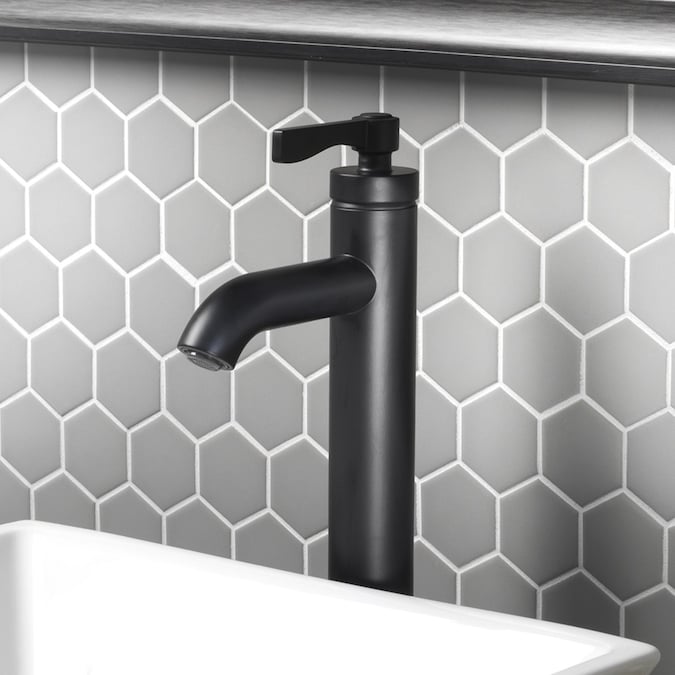 allen + roth Townley Matte Black Vessel 1-Handle WaterSense Bathroom Sink Faucet with Drain